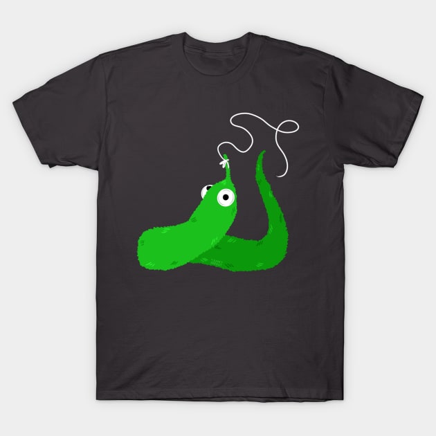 Worm on a String - Green T-Shirt by JunkSprout